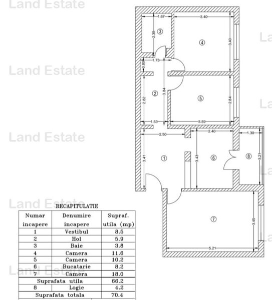 Trei camere cu centrala de apartament Basarabia - Diham